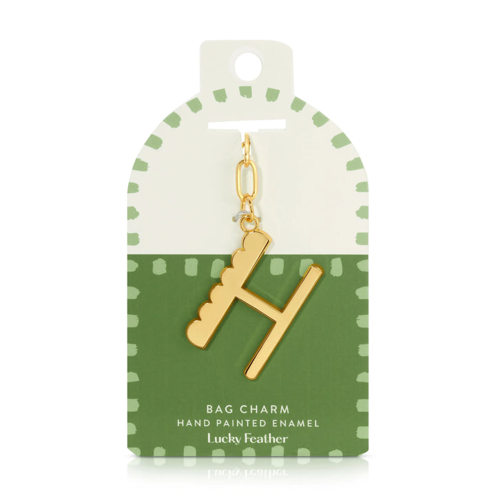 Lucky Feather Gold Scalloped Alphabet Bag Charm/Key Chain