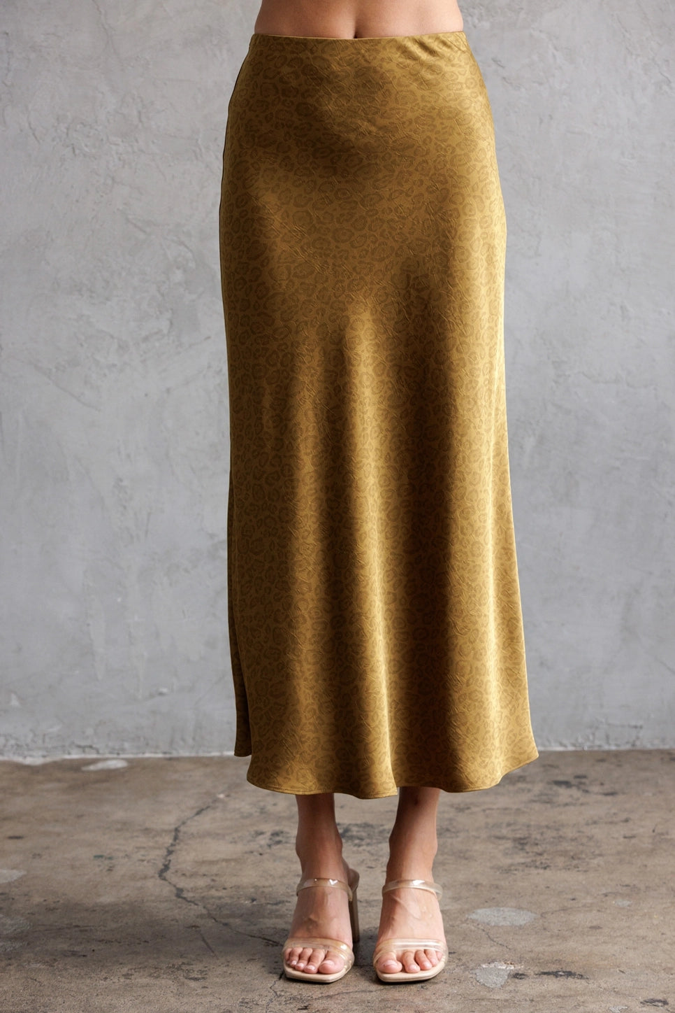 Leopard Satin Maxi Skirt