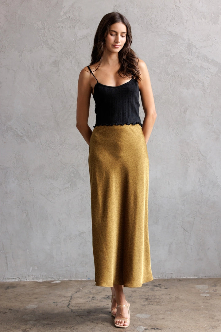 Leopard Satin Maxi Skirt