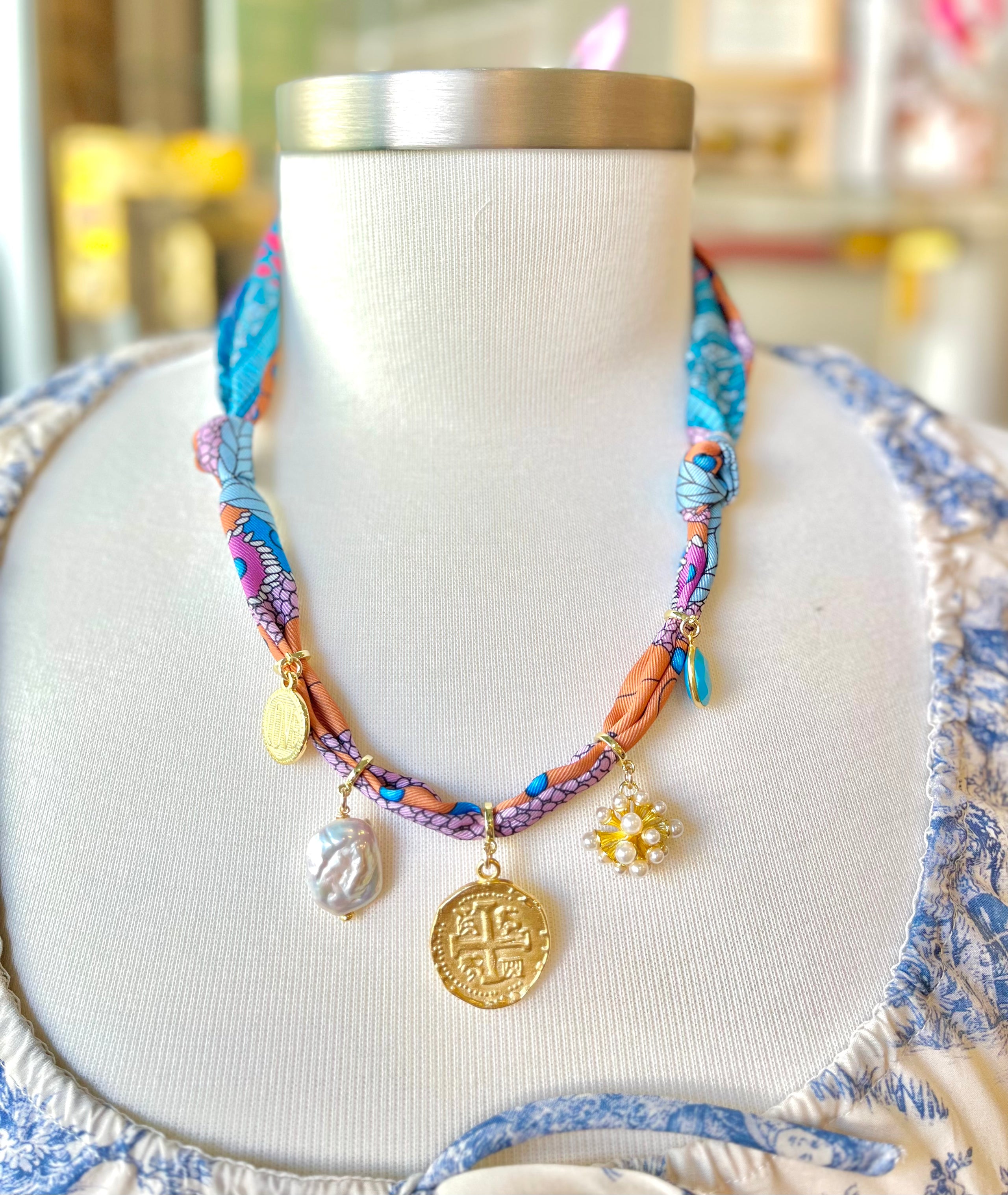 Knotty Bling Colorful Twilly Charm Tie