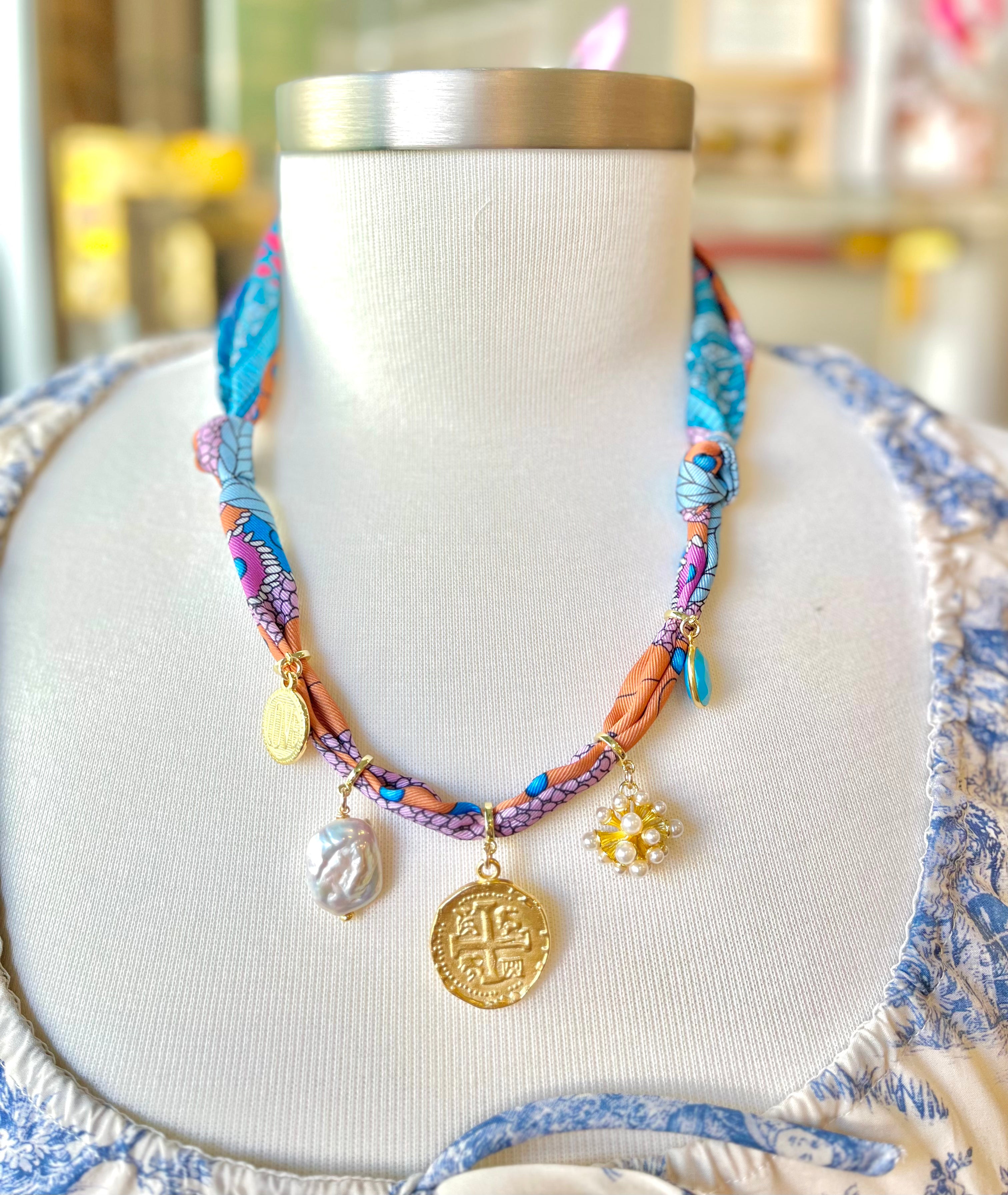 Knotty Bling Colorful Twilly Charm Tie