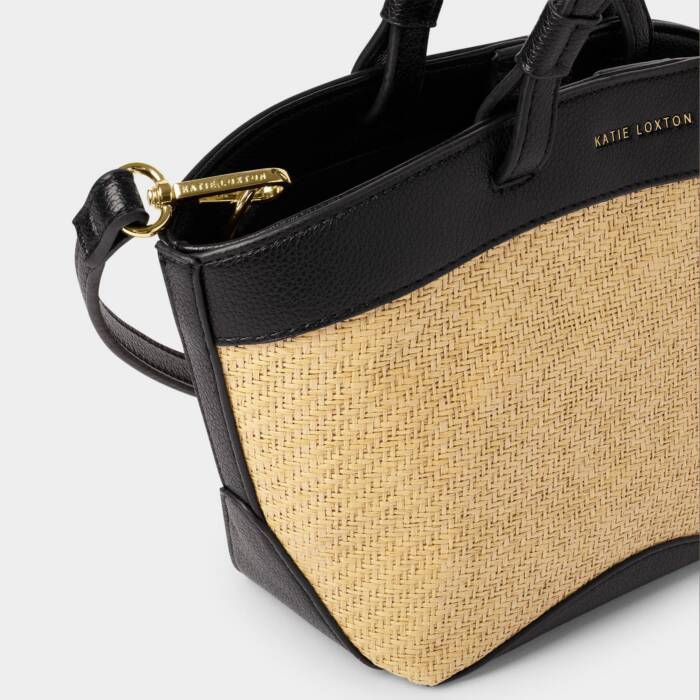 Katie Loxton Raffia Tote Bag Black Small