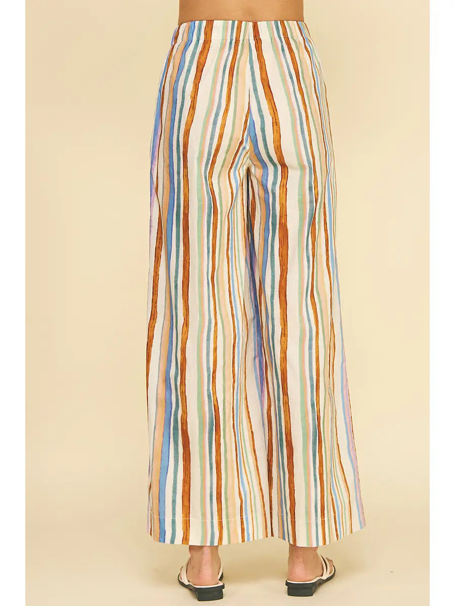 Pinch Multi Color Striped Wide Leg Pants
