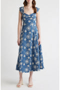 Zoe and Claire Denim Embroidered Dress