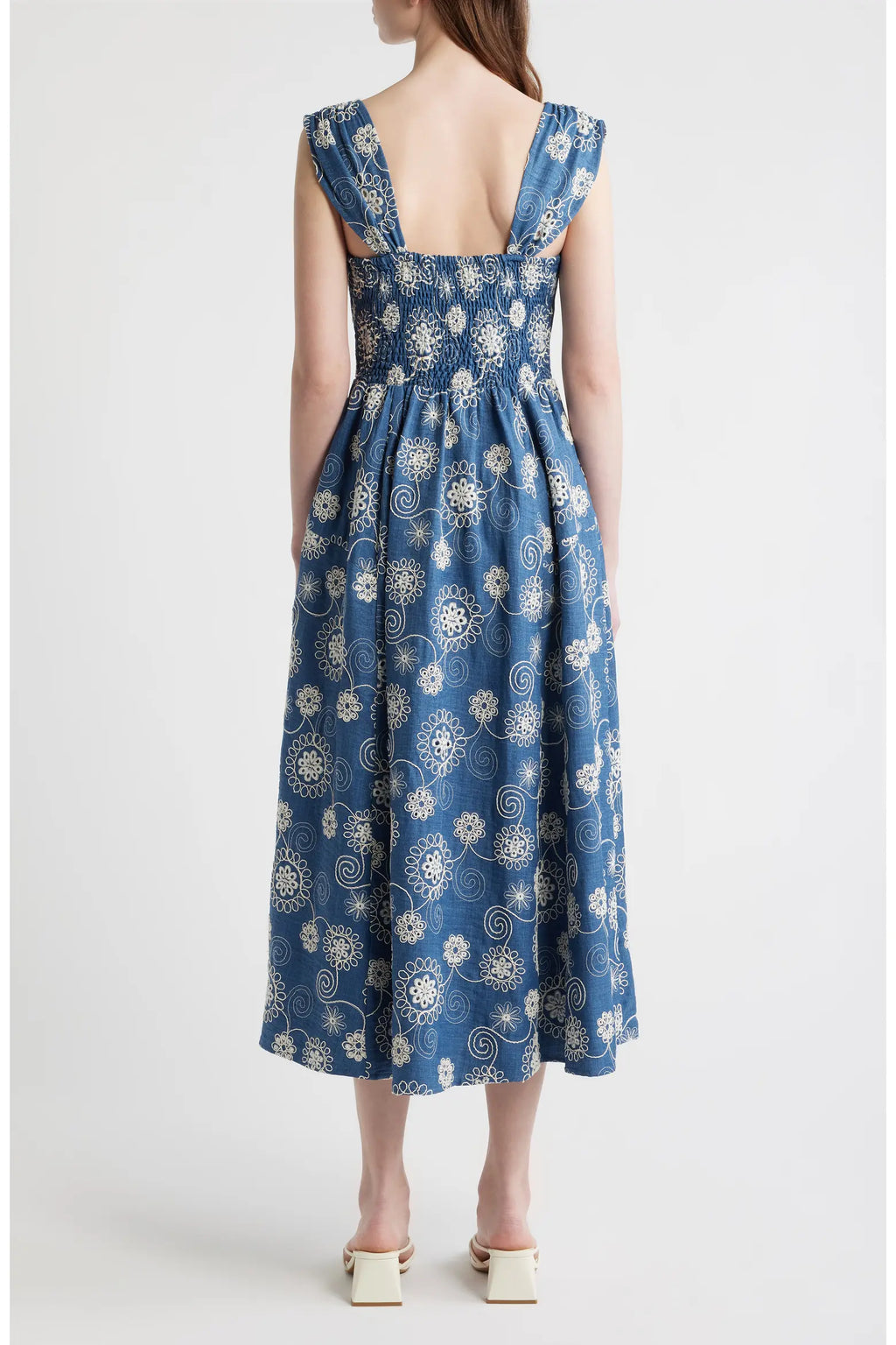 Zoe and Claire Denim Embroidered Dress
