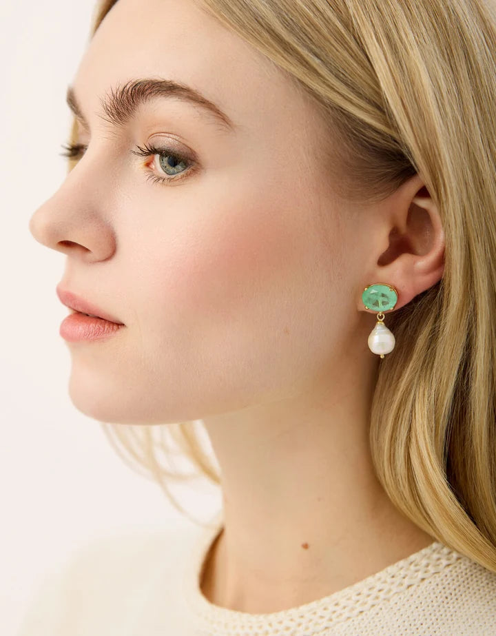 Spartina 449 Naiad Pearl Earrings Sea Foam