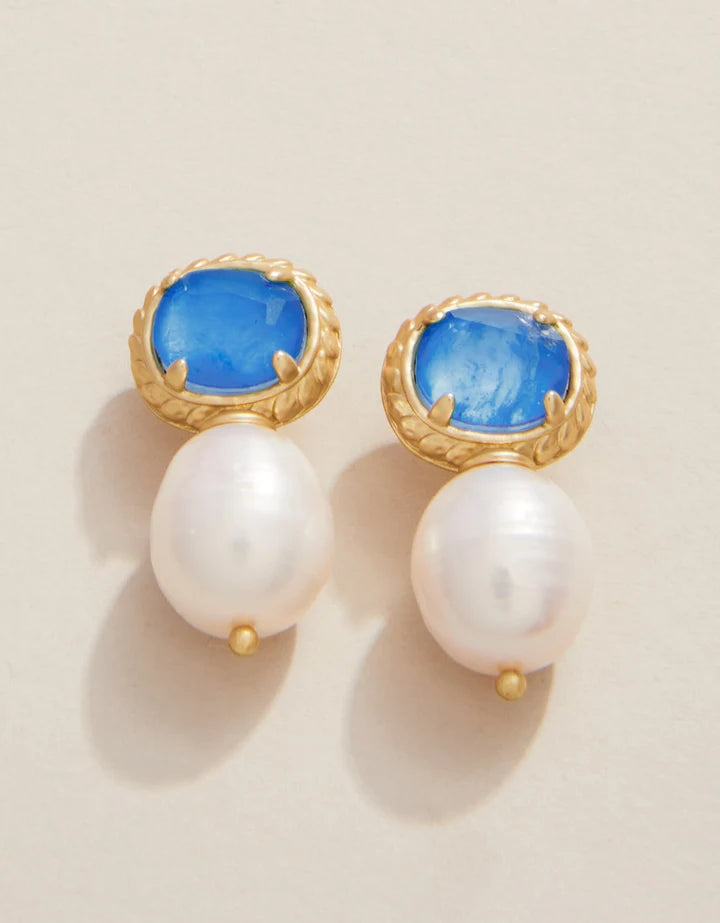 Spartina 449 Karina Pearl Drop Earrings Blue