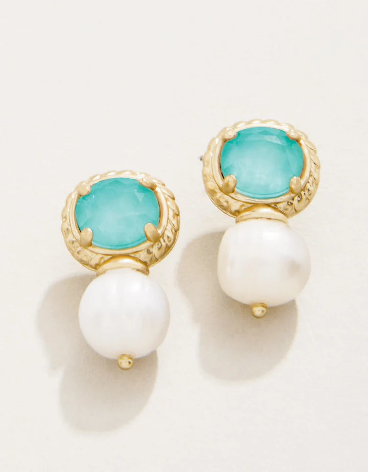 Spartina 449 Karina Petite Pearl Stud Earrings Ocean Blue