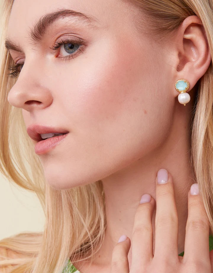 Spartina 449 Karina Petite Pearl Stud Earrings Ocean Blue