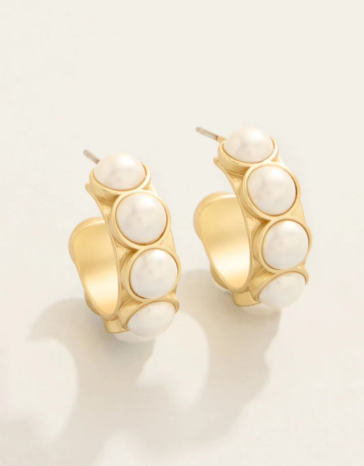 Spartina 449 Anna Petite Hoop Earrings Pearl