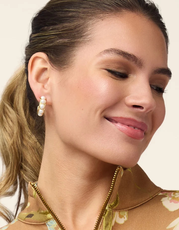 Spartina 449 Anna Petite Hoop Earrings Pearl