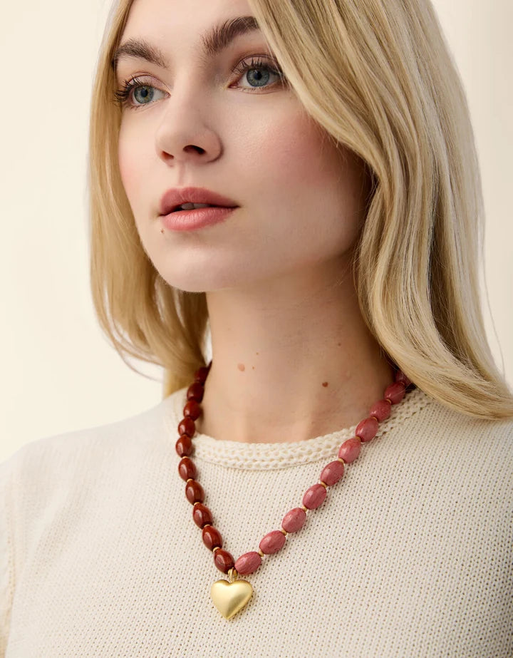 Spartina 449 Anastasia Heart Beaded Necklace 18” Pinkp