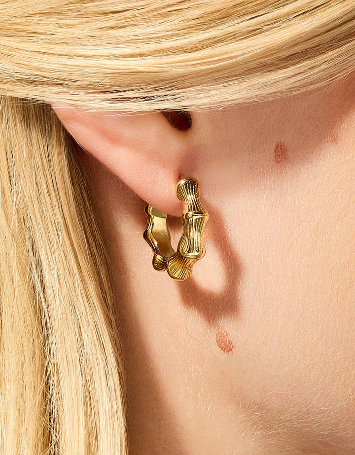 Spartina 449 Bamboo Hoop Earrings Gold
