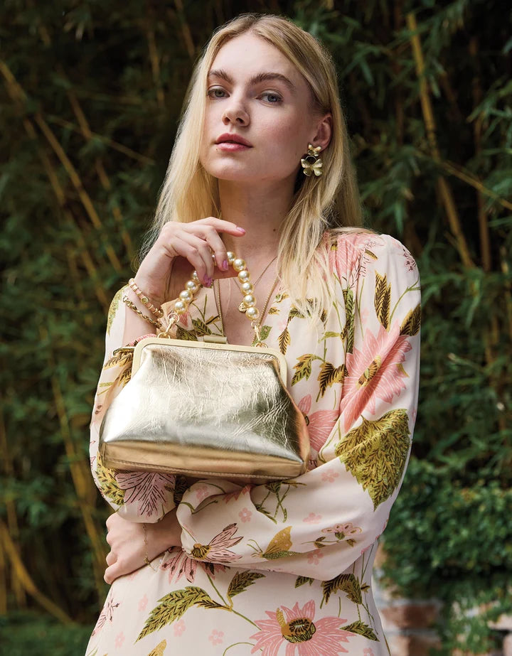 Spartina 449 Cali Clutch Gold Leather
