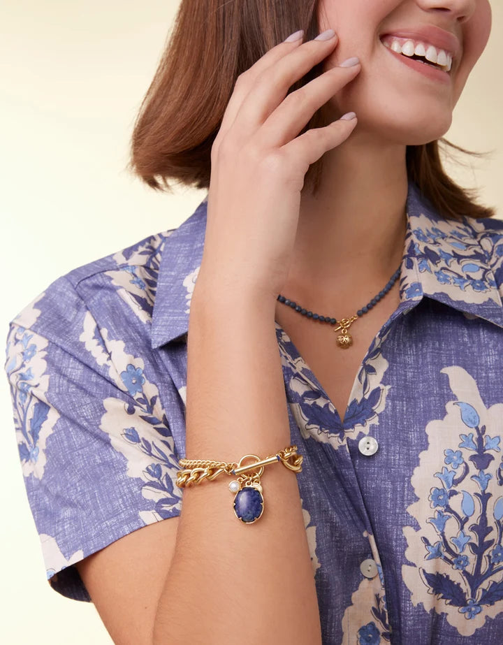 Spartina 449 Coralie Toggle Bracelet Blue Gold