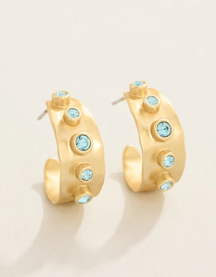 Spartina 449 Estate Petite Hoop Earrings Blue Gold