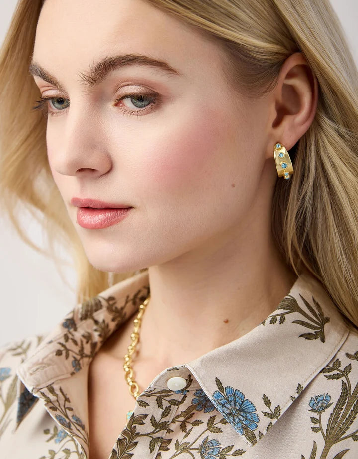 Spartina 449 Estate Petite Hoop Earrings Blue Gold