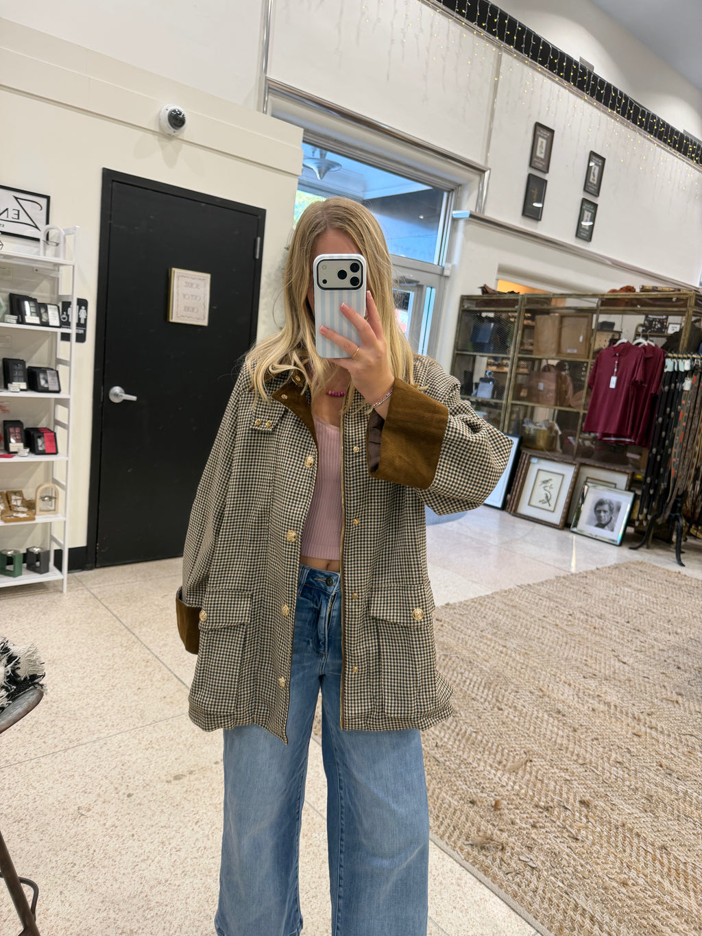 Zoe and Claire Brown Houndstooth Jacket