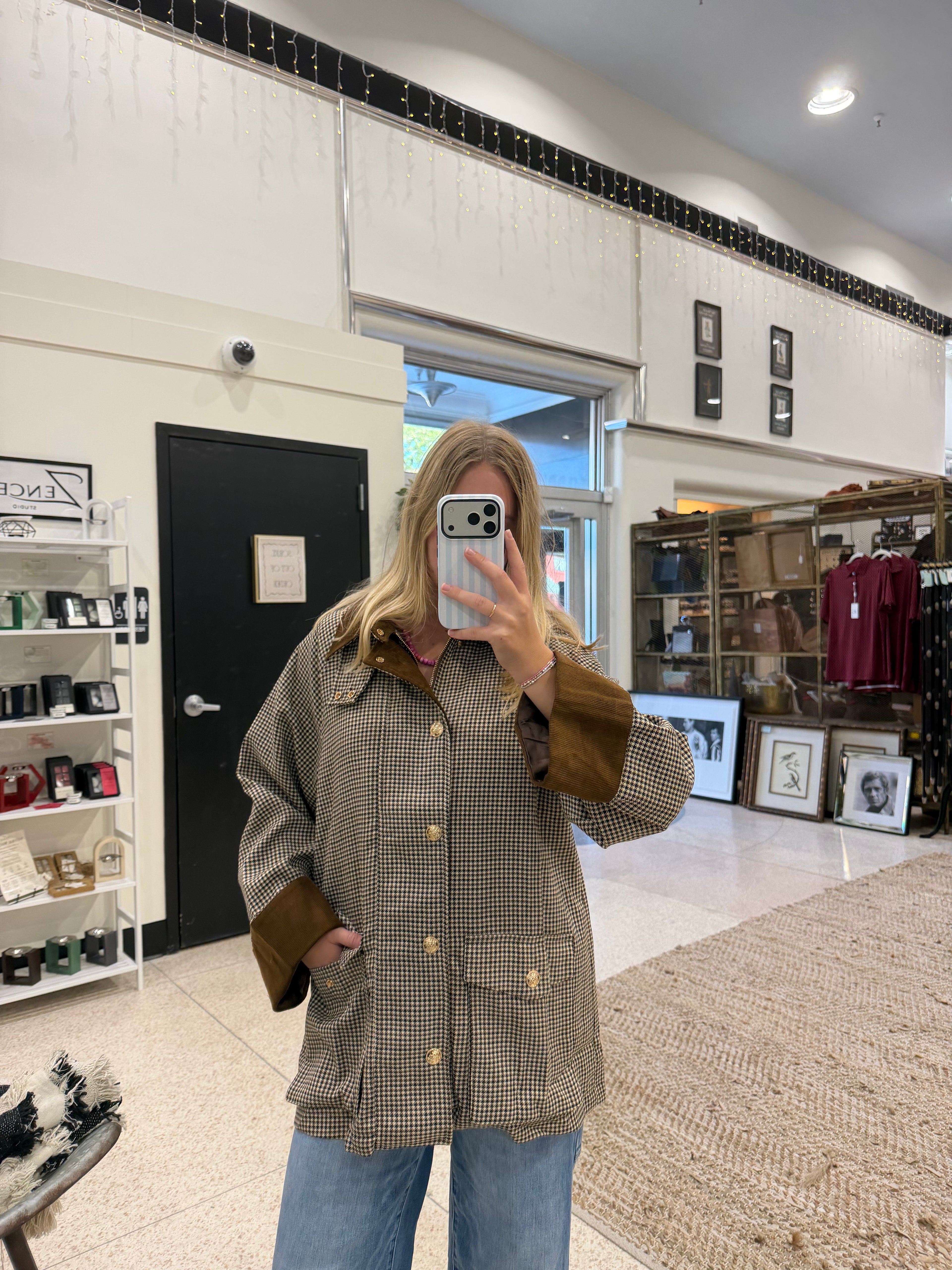Zoe and Claire Brown Houndstooth Jacket