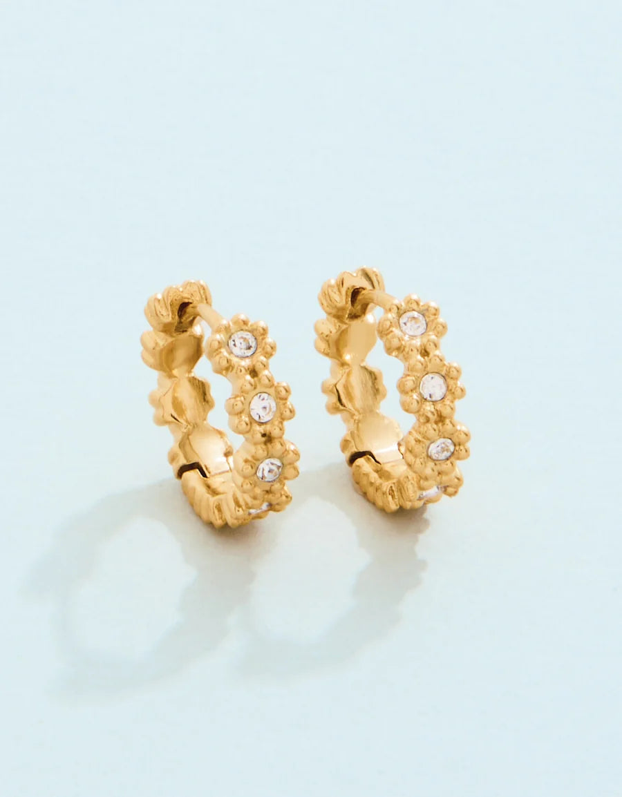Spartina 449 Floret Hoop Earrings 15mm Crystal