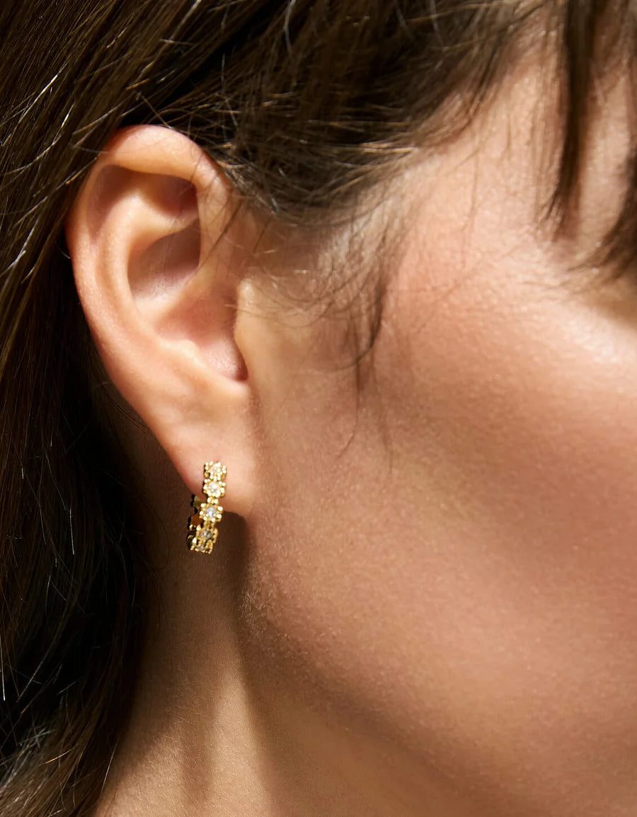 Spartina 449 Floret Hoop Earrings 15mm Crystal