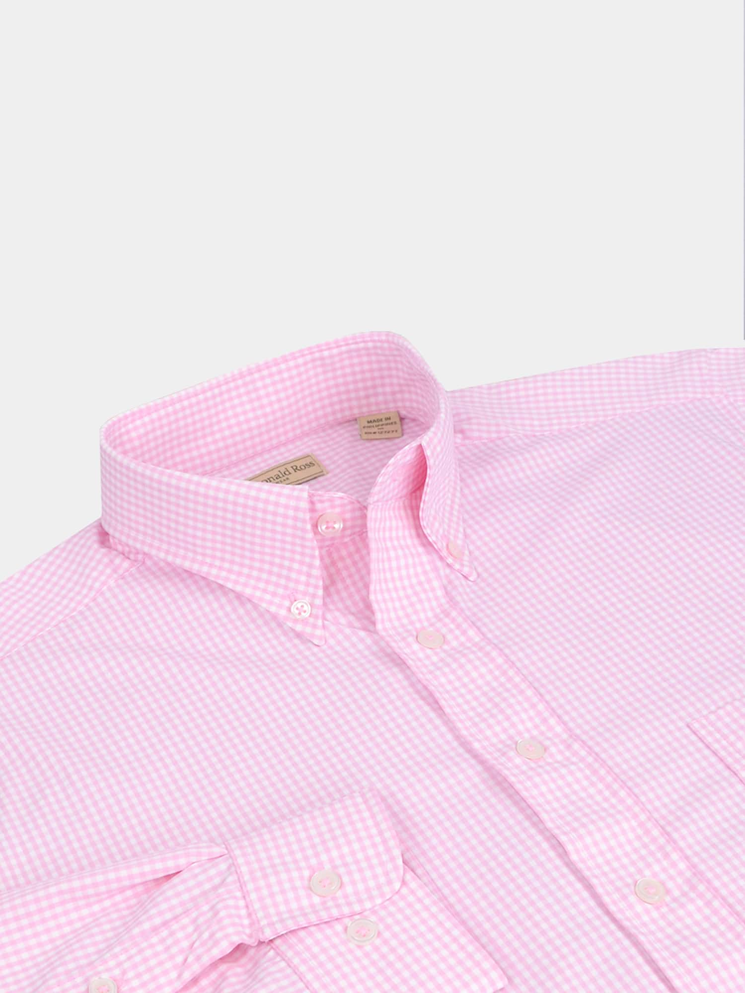 MICRO GINGHAM WOVEN SHIRT - PINK