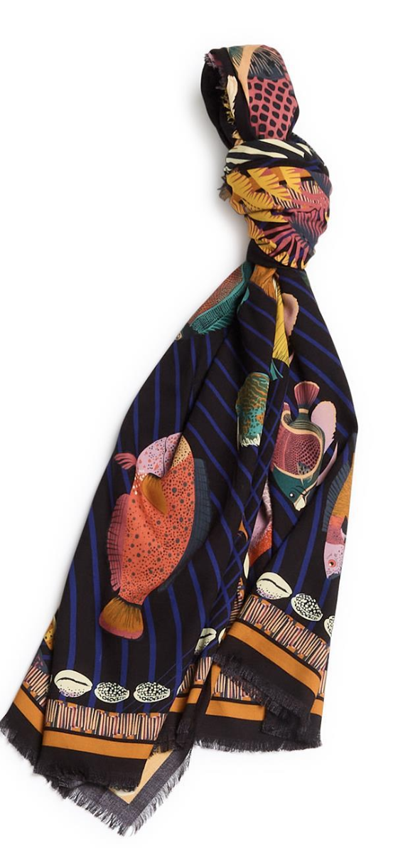 Ocean Drive Black Rectangle Scarf