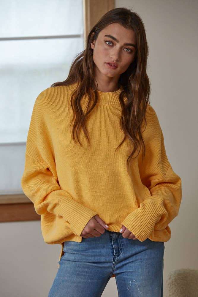 Knit Long Sleeve High Neck Chunky Oversized Sweater