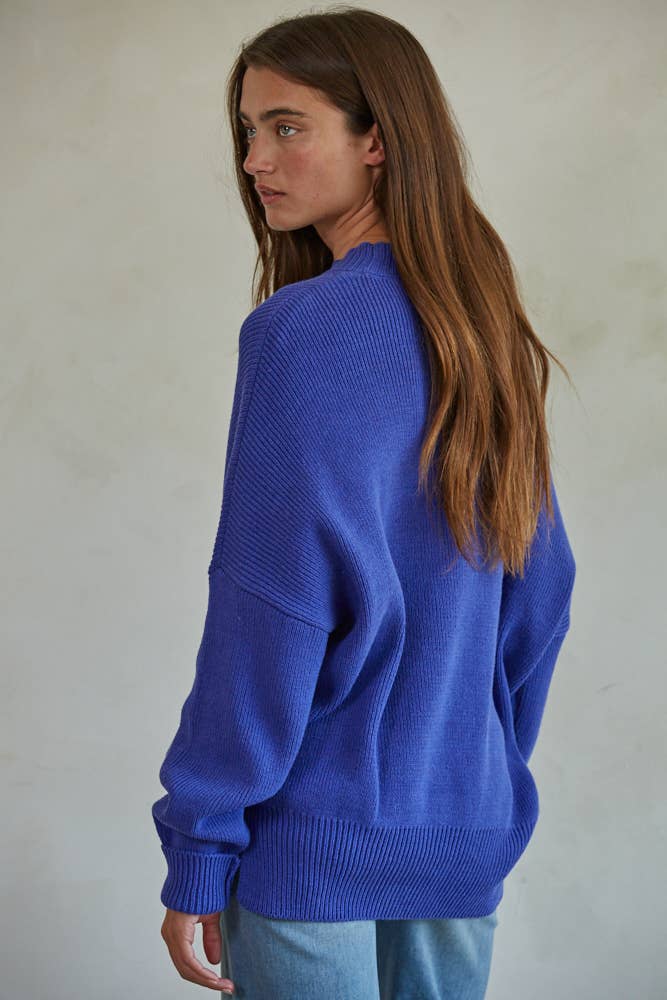 Knit Long Sleeve High Neck Chunky Oversized Sweater