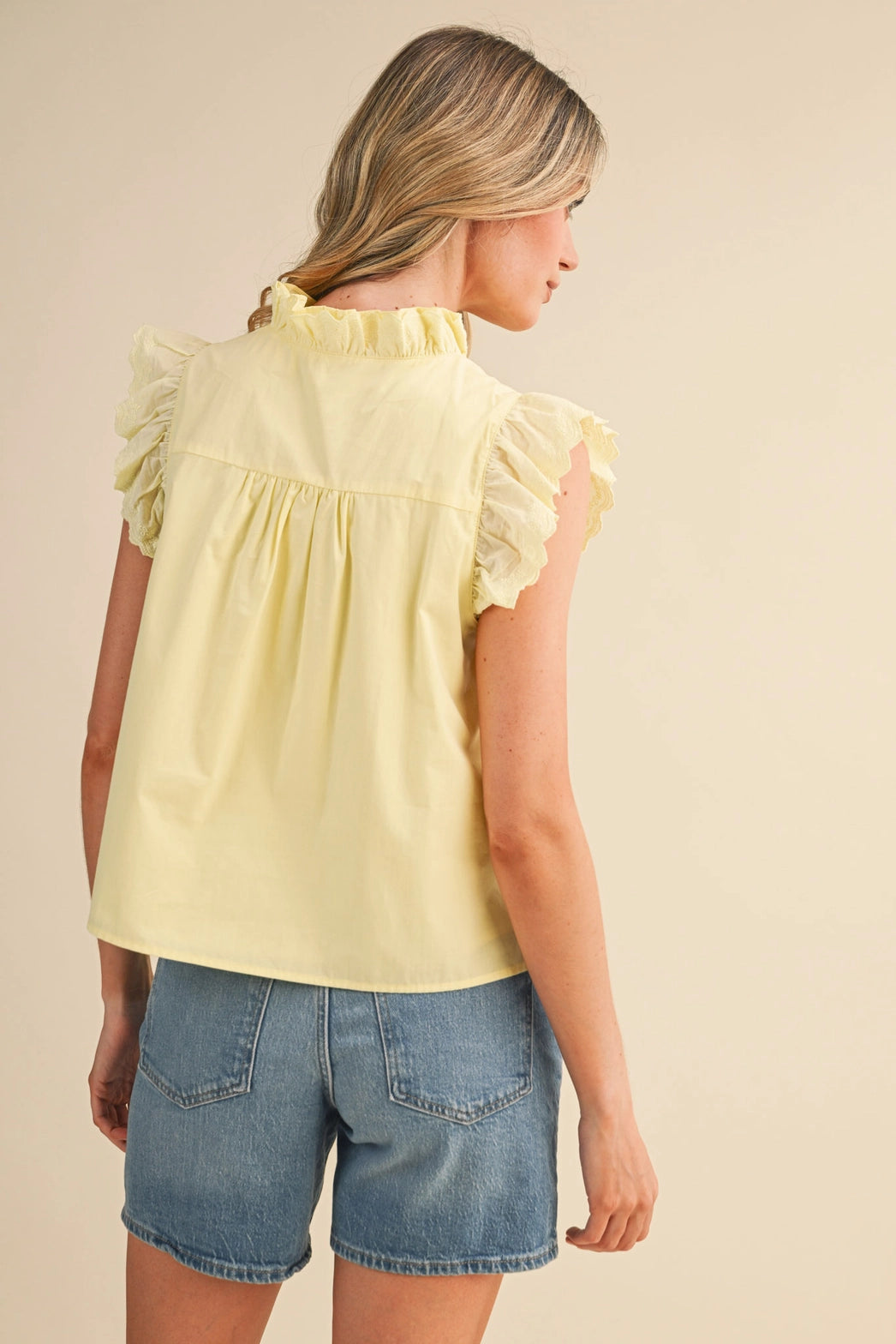 Lemon Drop Ruffle Sleeveless Top
