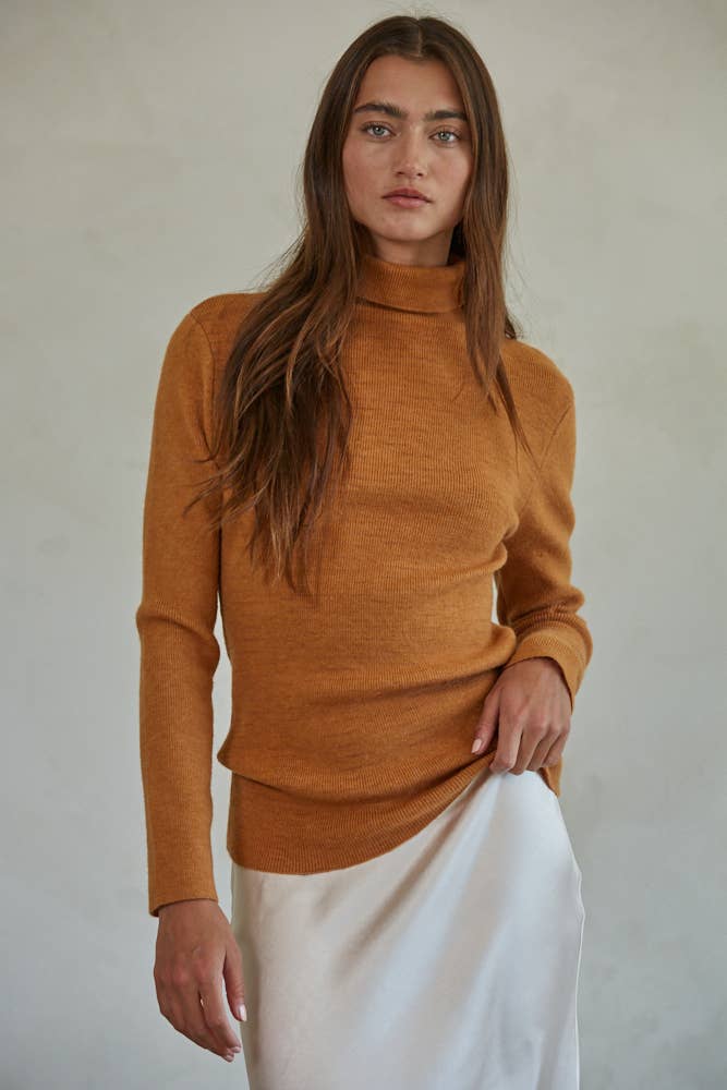 Knit Sweater Turtle Neck Long Sleeve Top