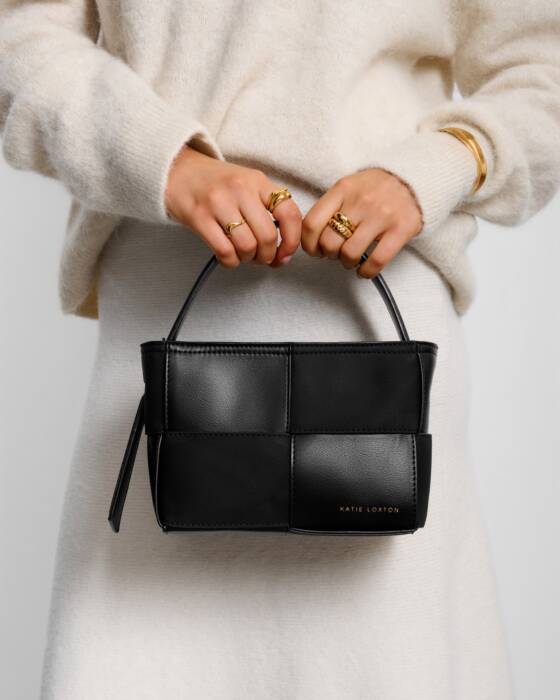 Taya Woven Suedette Top Handle Bag