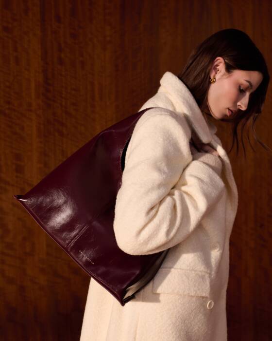 Laila Patent Crackle Slouch Shoulder Bag
