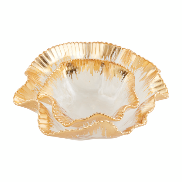 Gold Ruffle Glass Bowl Set
